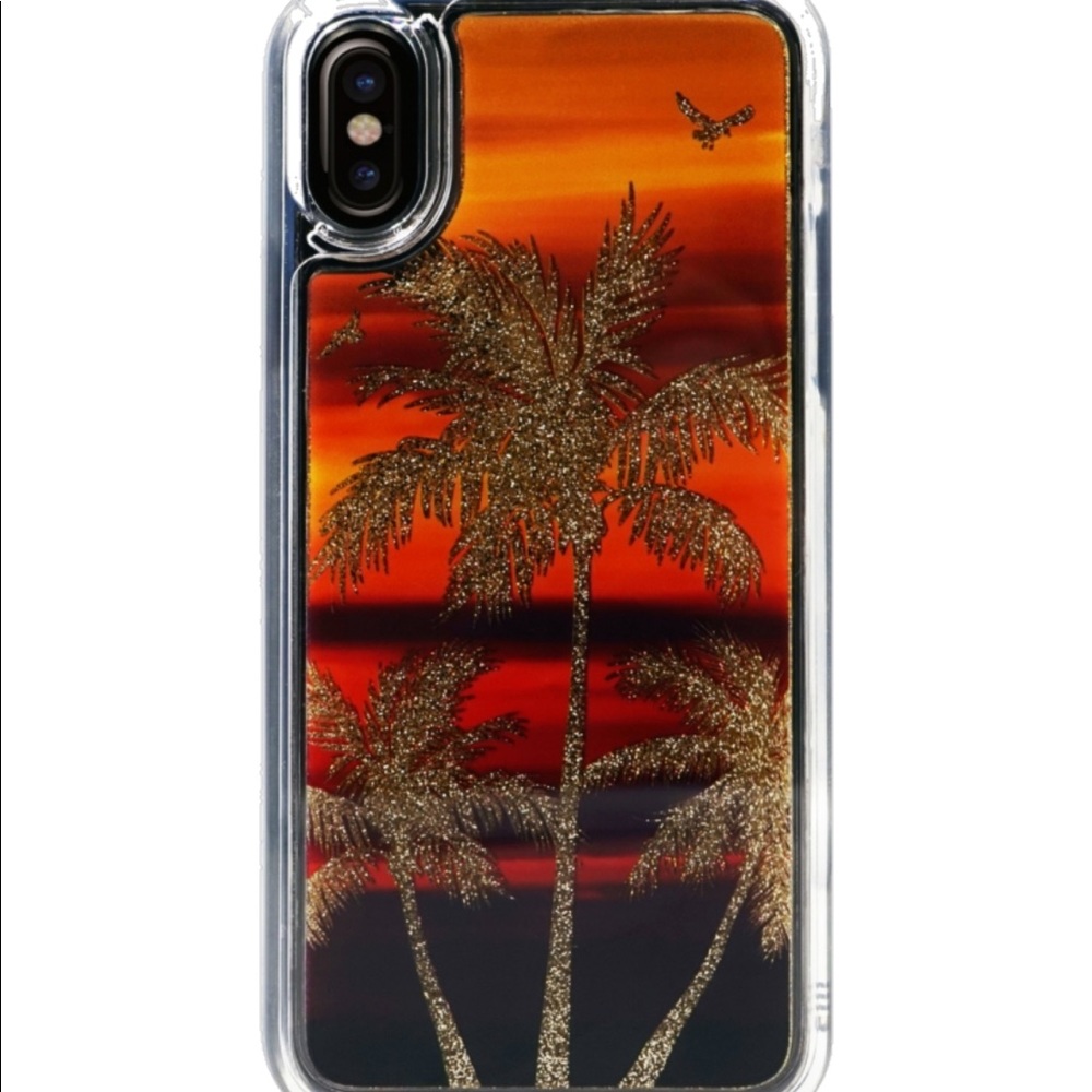 Apple iPhone liquid glitter palm tree sunset
